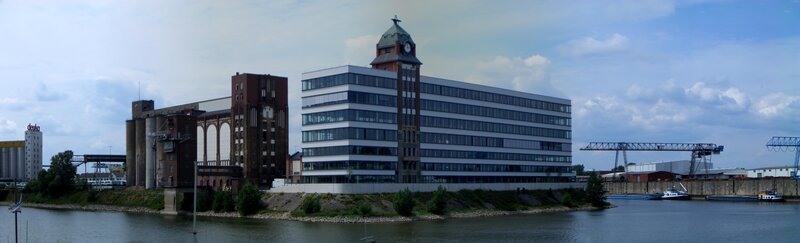 Riverfront industrial buildings