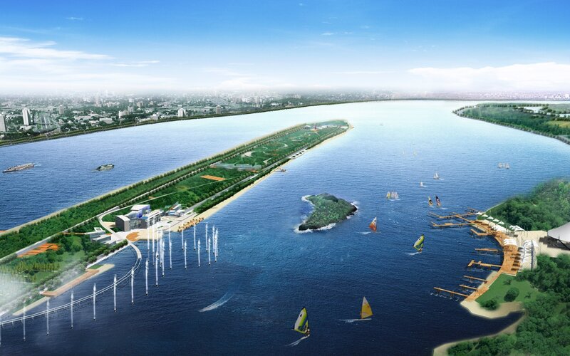 Riverfront park and marina