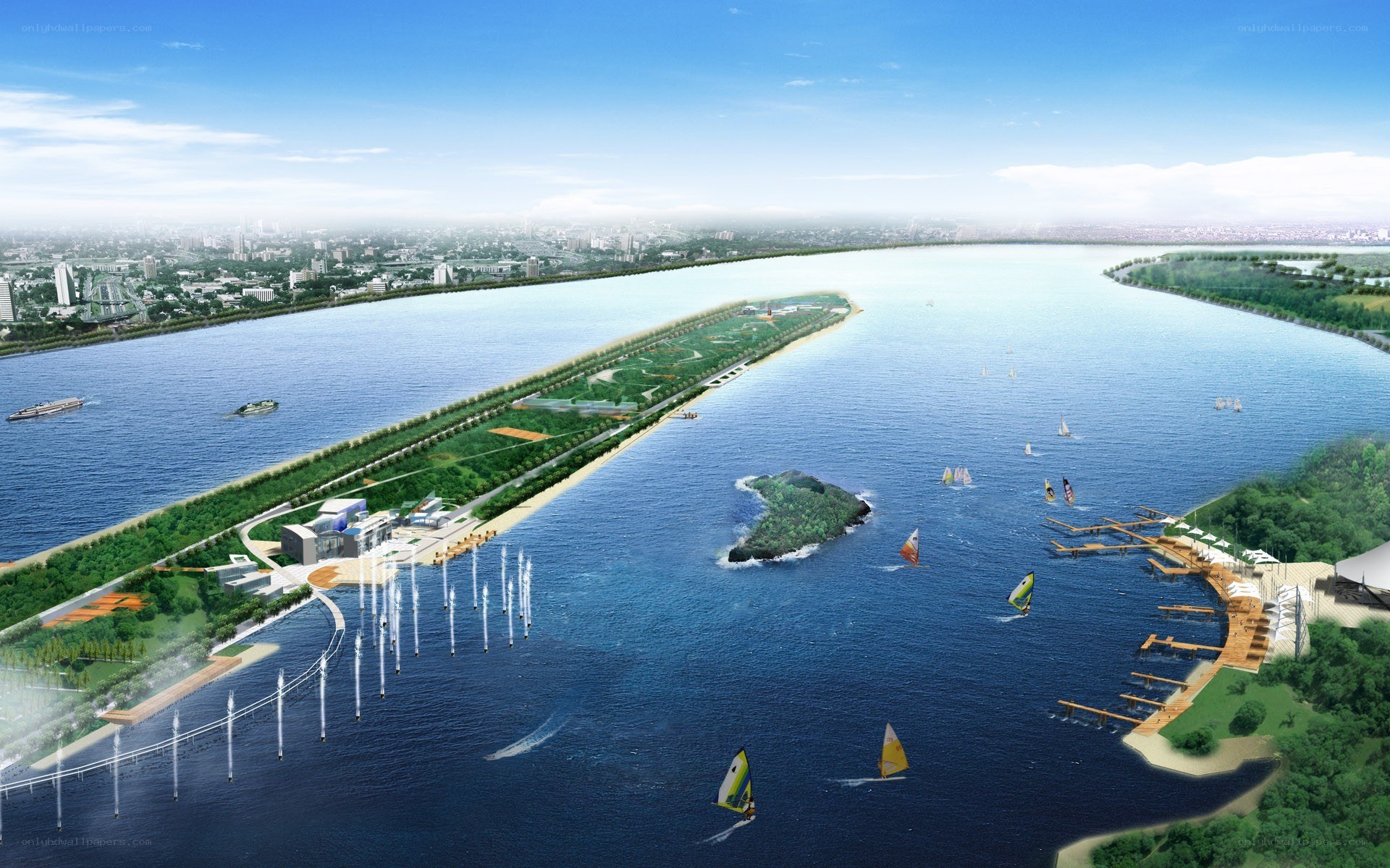 Riverfront park and marina