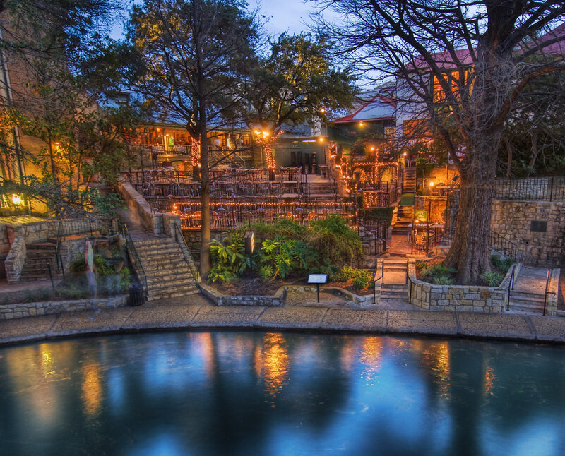 Riverfront Restaurant Patio — Blue, Serene