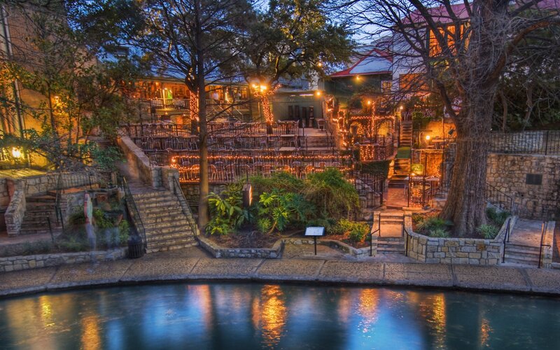 Riverfront Restaurant Patio — Blue