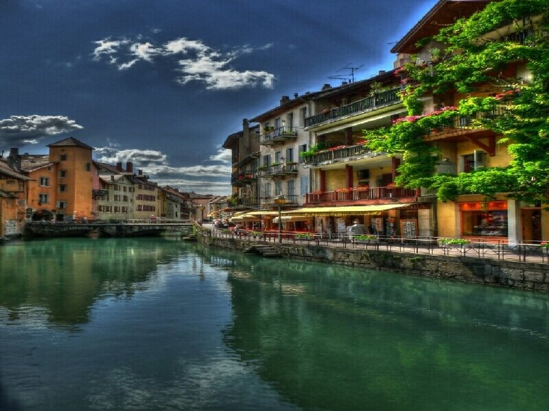 Riverfront town in France