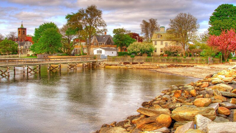 Riverfront Town Scene
