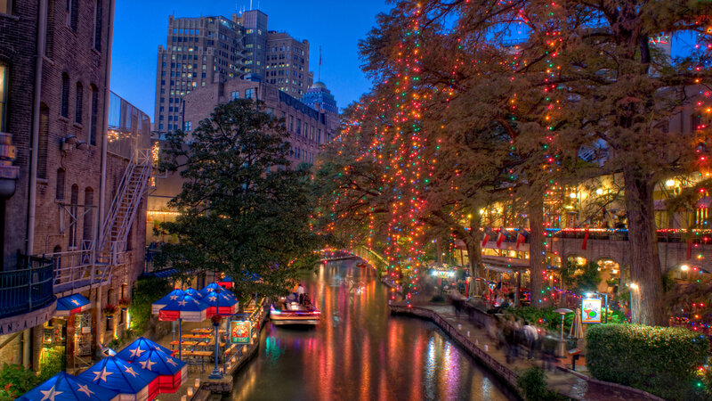 Riverwalk at Night — Blue