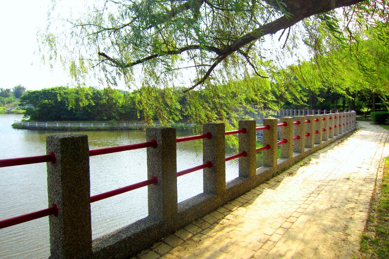 Riverwalk with Red Railings