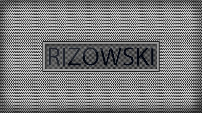 Rizowski nameplate on metal mesh