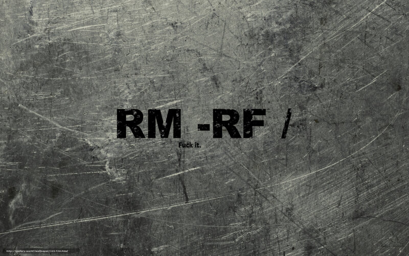 RM-RF text on metal