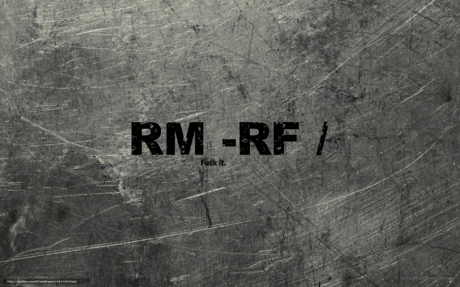 RM-RF text on metal