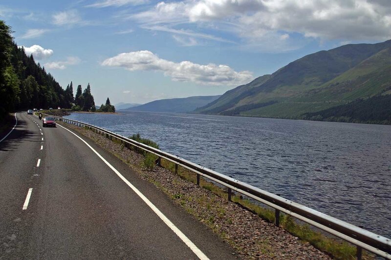 Road along a scenic lake