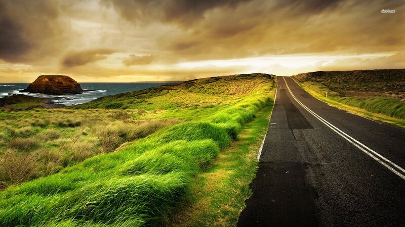 Road Along Coastal Cliffs — Green