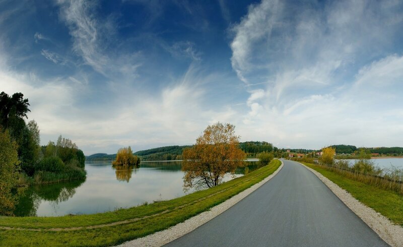 Road Along Lake — Blue