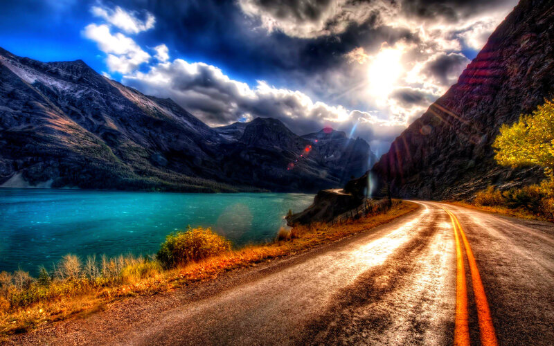 Road Along Turquoise Lake
