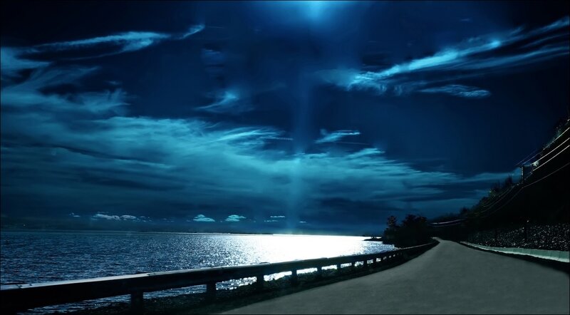 Road Along Water at Night