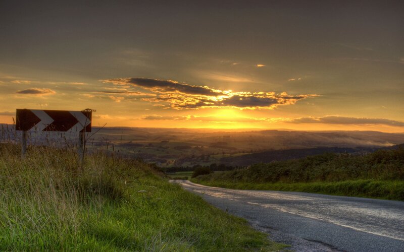 Road at Sunset — Green, Serene
