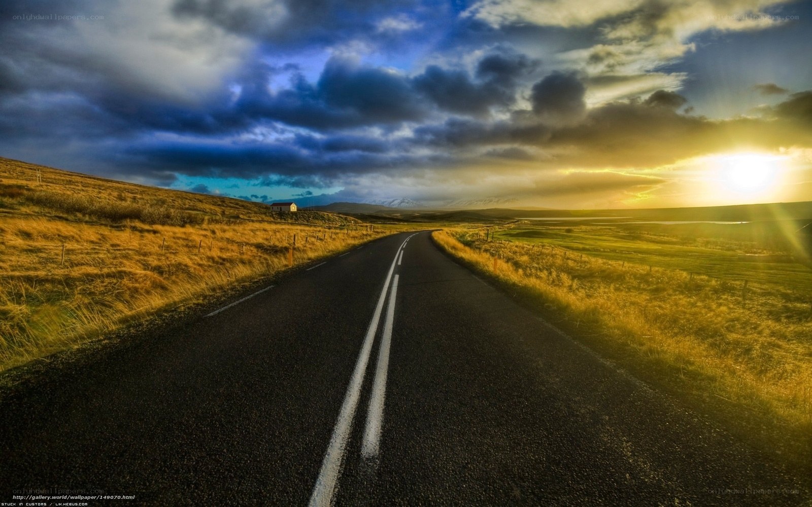Road at sunset in Iceland