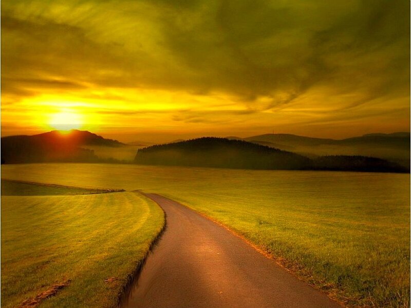 Road at sunset in the countryside