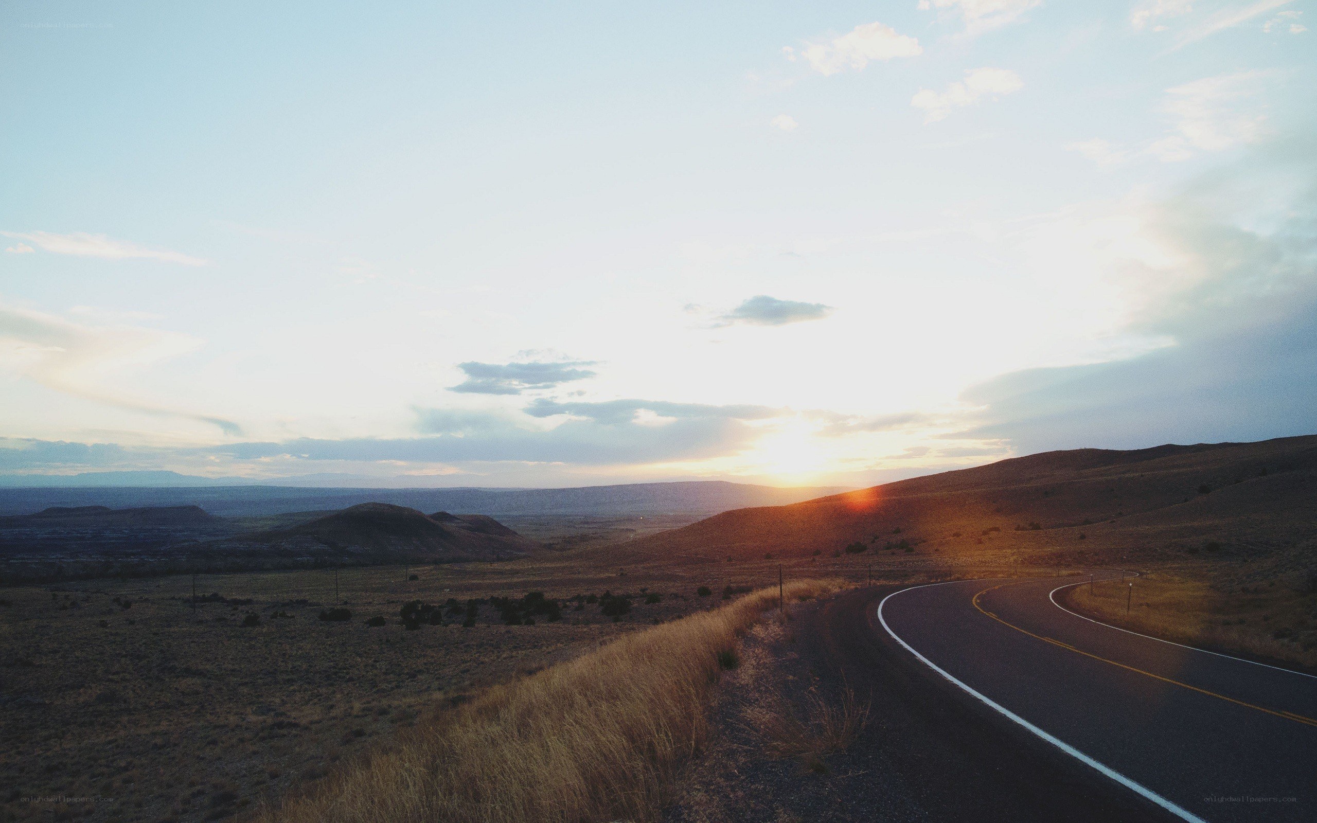 Road at sunset in the desert