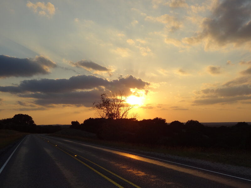 Road at Sunset — Orange, Dramatic, Photograph, Sun
