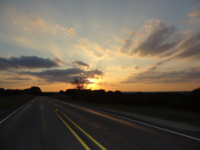 Road at Sunset — Orange, Serene, Photograph, Sky