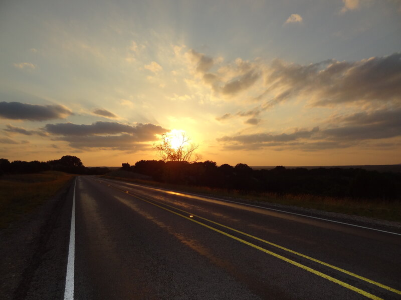 Road at Sunset — Orange, Serene, Photograph