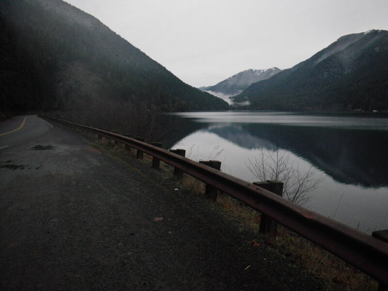 Road Beside Lake — Gray