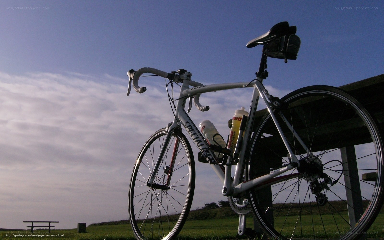 road bike on grass at sunset