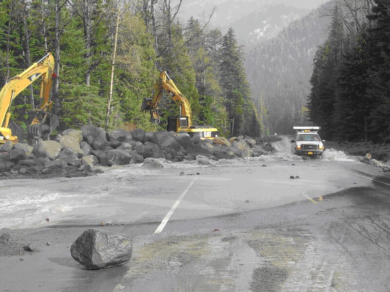 Road blocked by landslide