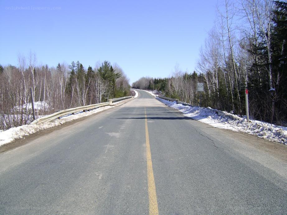 Road bridge in winter landscape