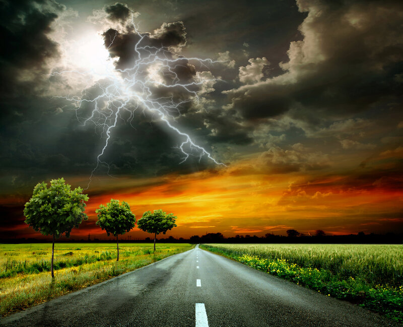 Road During Storm — Orange