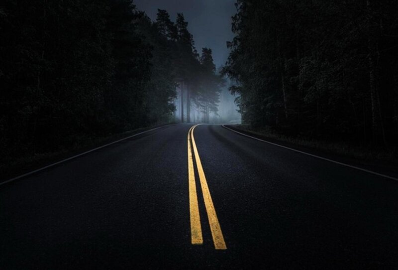 Road in Forest at Night