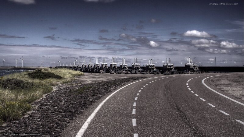 Road leading to a storm surge barrier