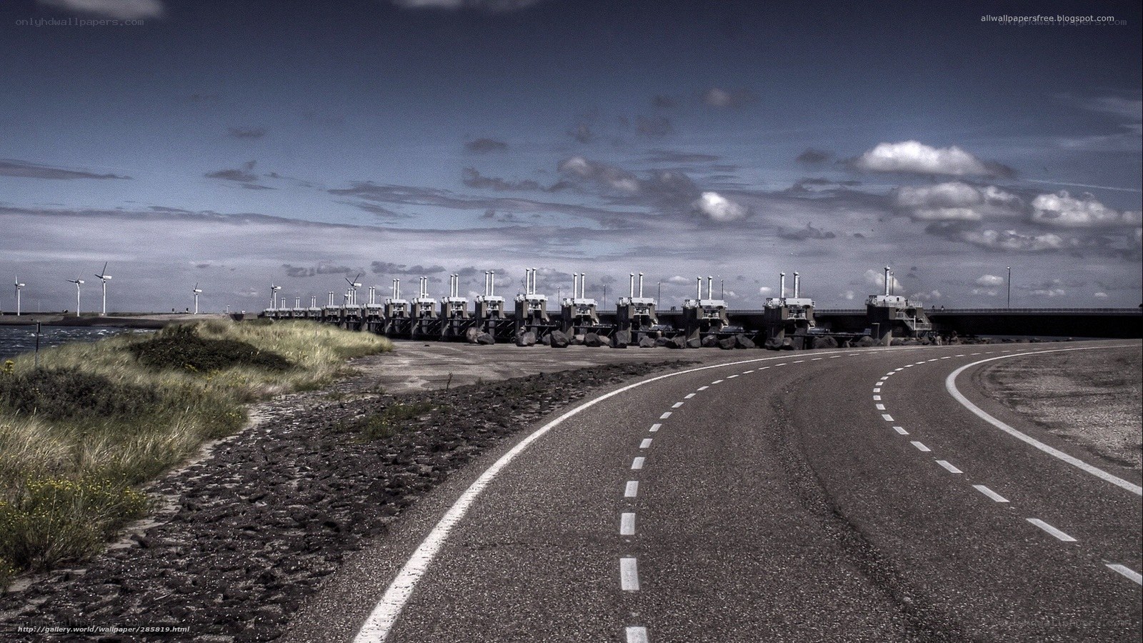Road leading to a storm surge barrier