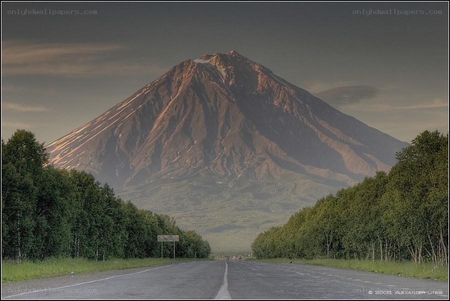 Road leading to a volcano