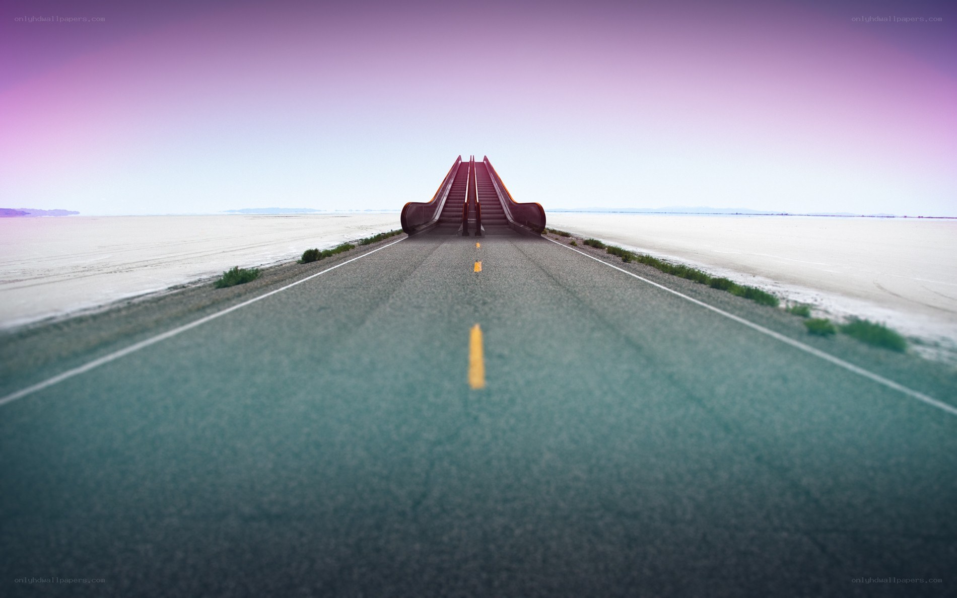 Road leading to escalators