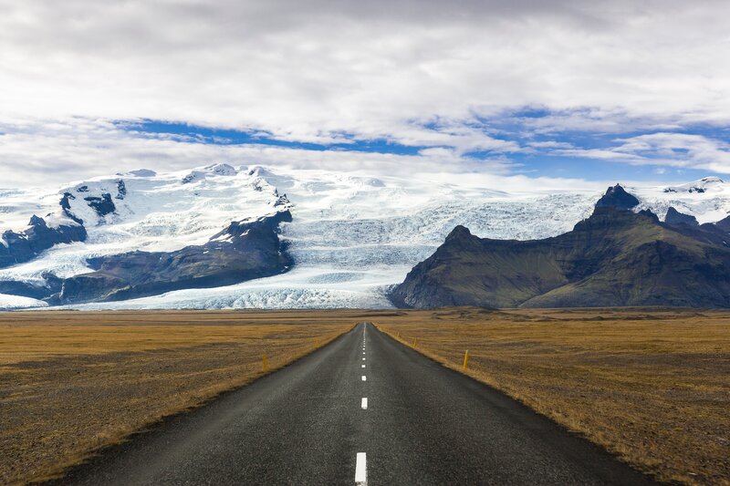 Road Leading to Glacier — Gray, Serene