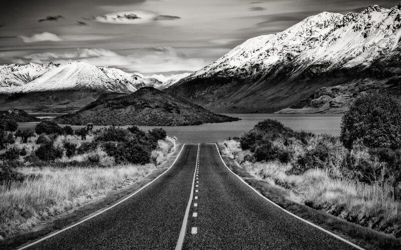 Road Leading to Lake — Black
