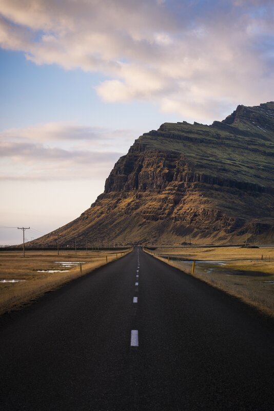 Road Leading to Mountain — Black, Serene