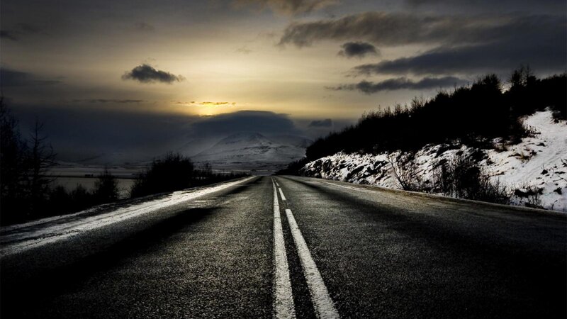 Road Leading to Mountain — Black