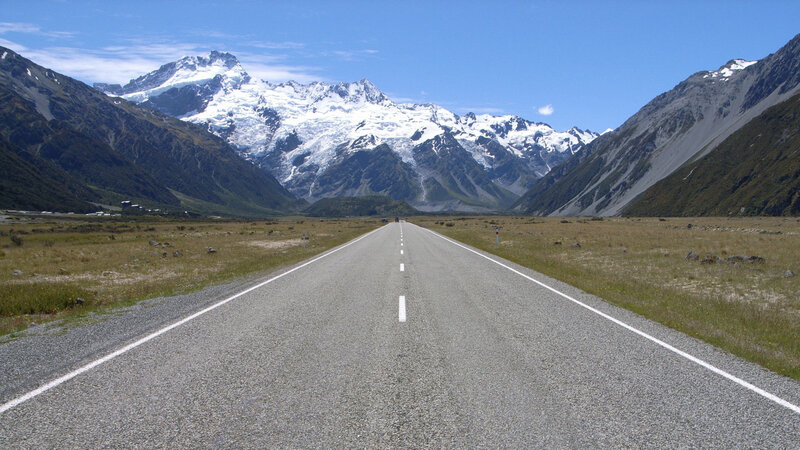 Road Leading to Mountain — Gray