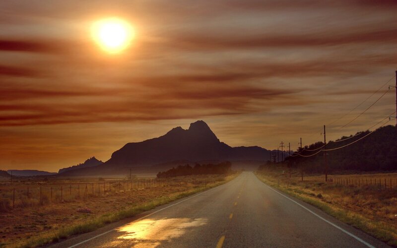 Road Leading to Mountain — Orange