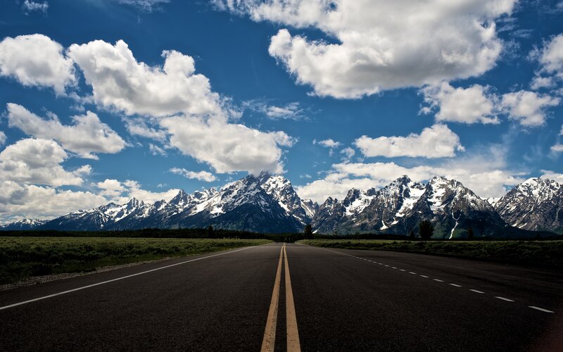 Road Leading to Mountains — Afternoon