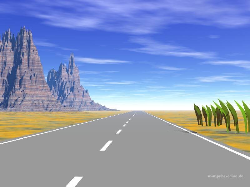 Road Leading to Mountains — Blue, Serene, Afternoon, 3d Render