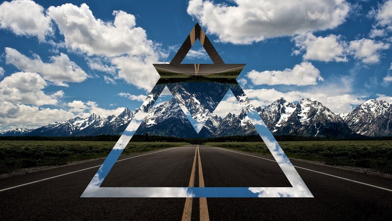 Road Leading to Mountains — Blue, Serene, Afternoon, Photograph, Sky, Clouds, White, Green