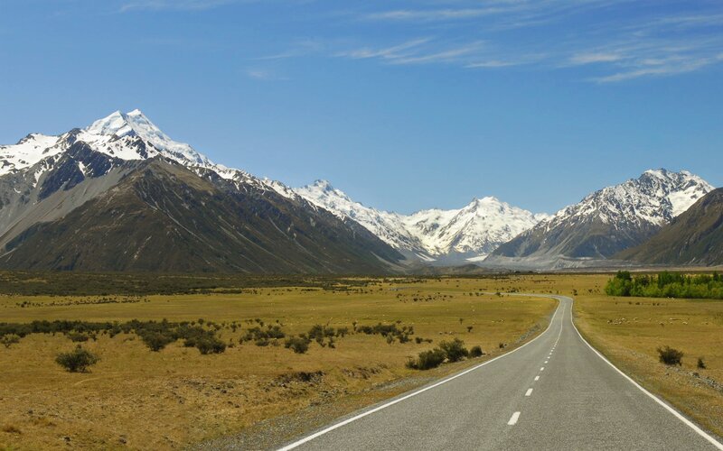 Road Leading to Mountains — Blue, Serene, Afternoon