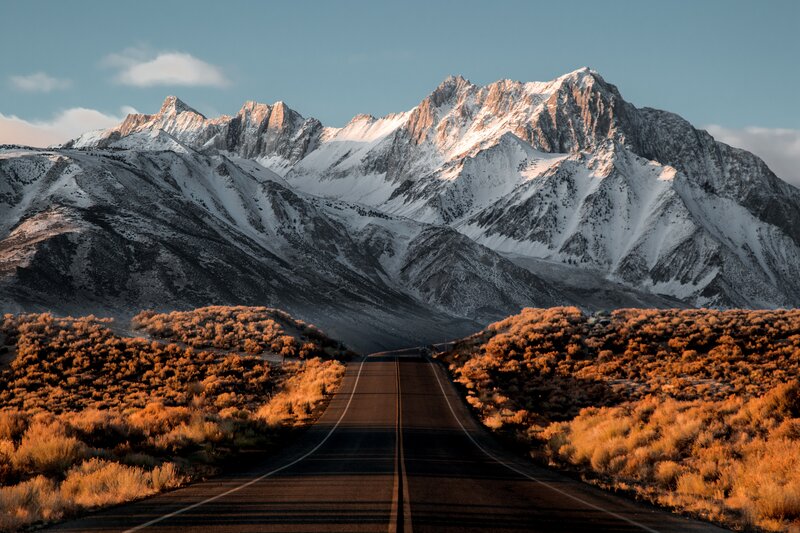 Road Leading to Mountains — Brown, Serene