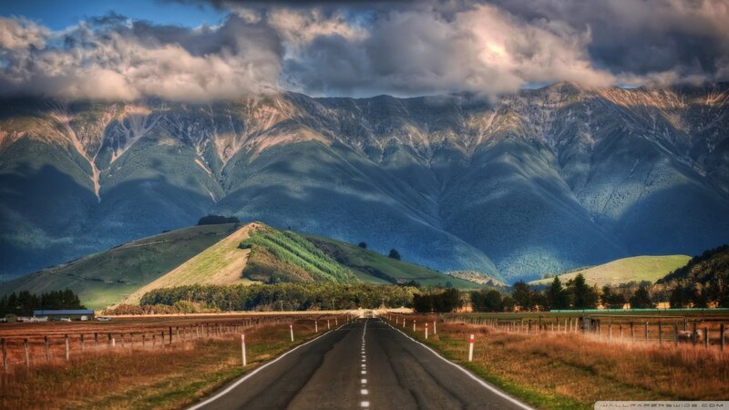 Road Leading to Mountains — Green, Dramatic, Afternoon, Photograph