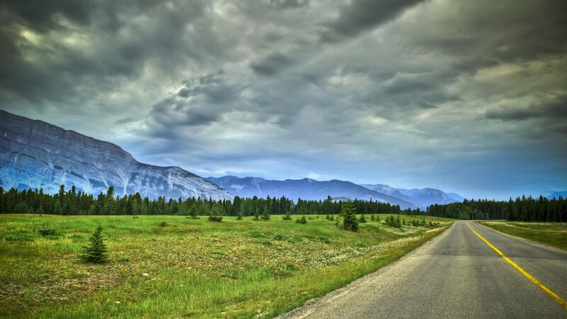 Road Leading to Mountains — Green, Dramatic, Afternoon