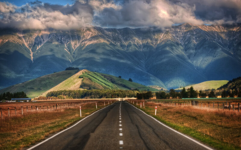 Road Leading to Mountains — Green, Dramatic