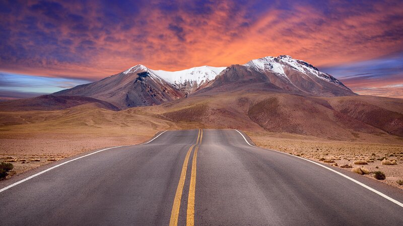 Road Leading to Mountains — Orange, Dramatic