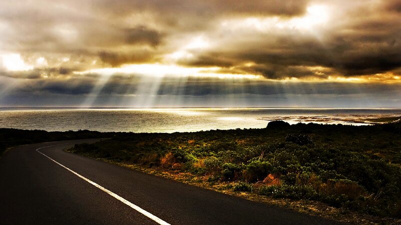 Road Leading to Ocean — Gray, Dramatic